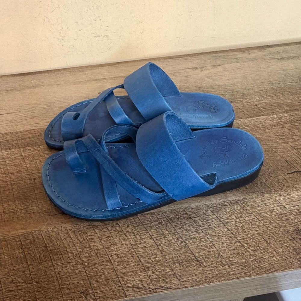 blue Jerusalem Sandals The Good Shepherd leather sandals size EU 37 shoes